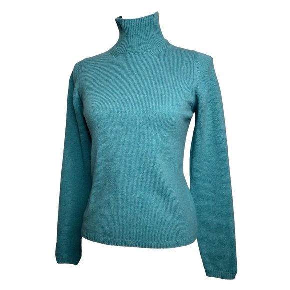 Not for sale -Ba&sh Wool Blend Sweater Fred Teal Blue Preppy Classic Turtleneck - Picture 5 of 13